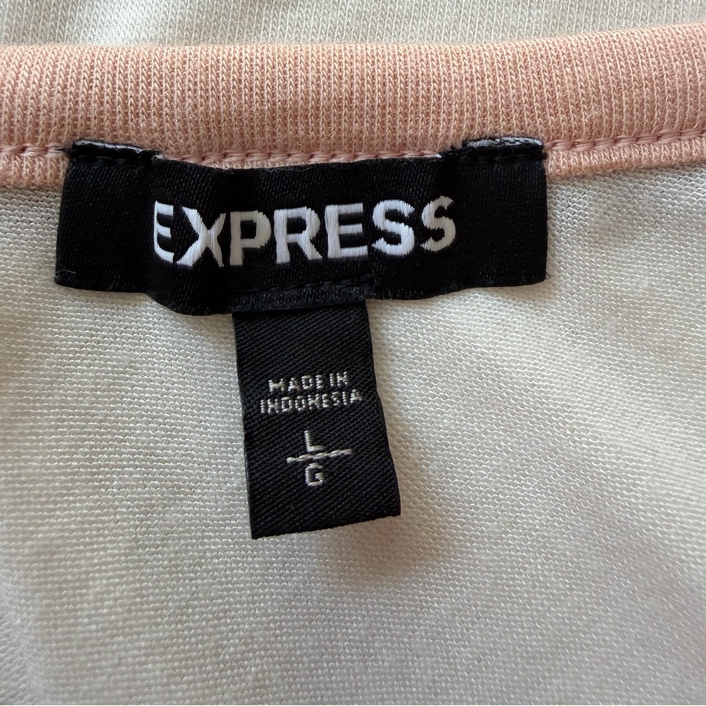 Express Women’s Cream Contrast-Trim Cami Tank Top Size L - Picture 3 of 6